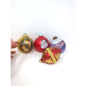Vintage Christmas Ornaments Lot Satin Balls Glass red gold 90s Mix 4 fast ship